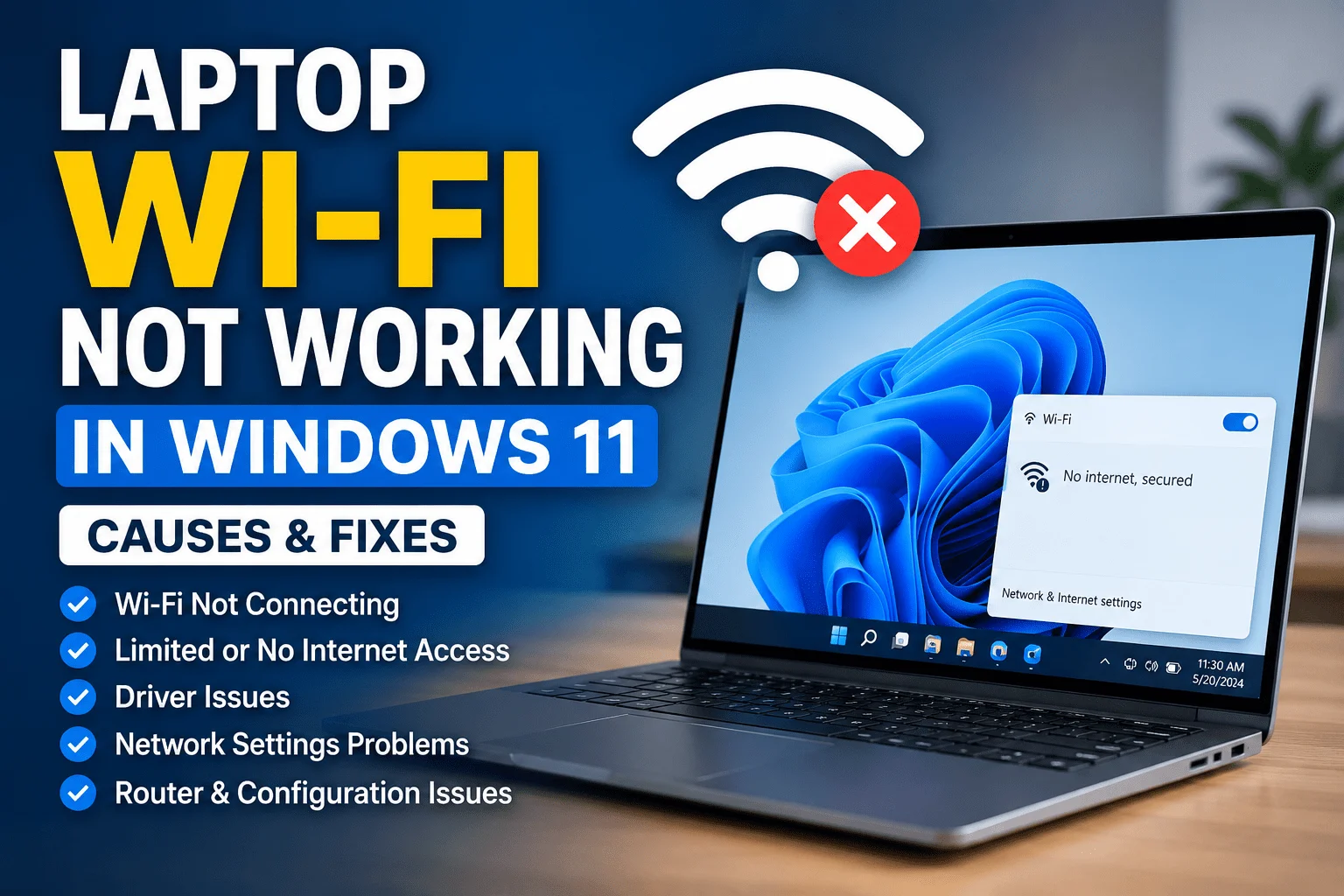 Laptop Wi-Fi not working in Windows 11 causes and fixes